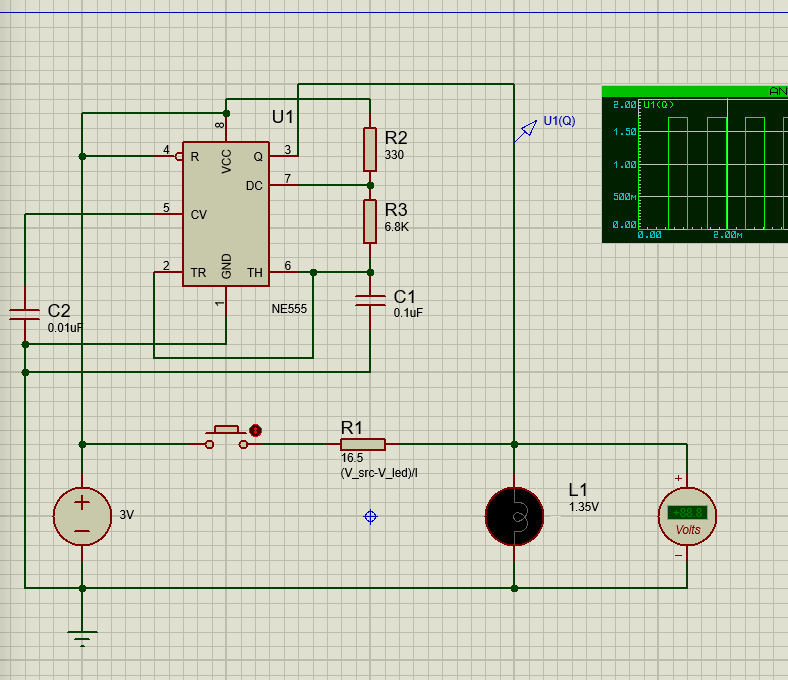 A circuit in Proteus